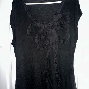 The Limited Black Ruffled Tie Front Blouse